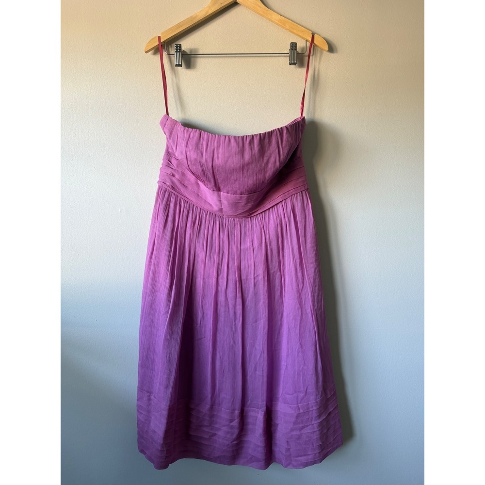 J.Crew Strapless Silk Dress 14 Orchid Purple Pleated Chiffon Cocktail Wedding